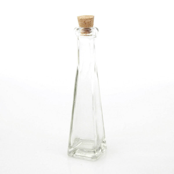 Glass Jar Favors Corked Bottle, 7-inch, Square