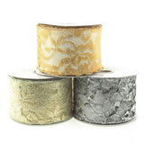 Metallic Floral Lace Trim Ribbon, 2-1/2, 10-yard