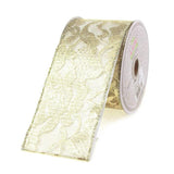Metallic Floral Lace Trim Ribbon, 2-1/2, 10-yard