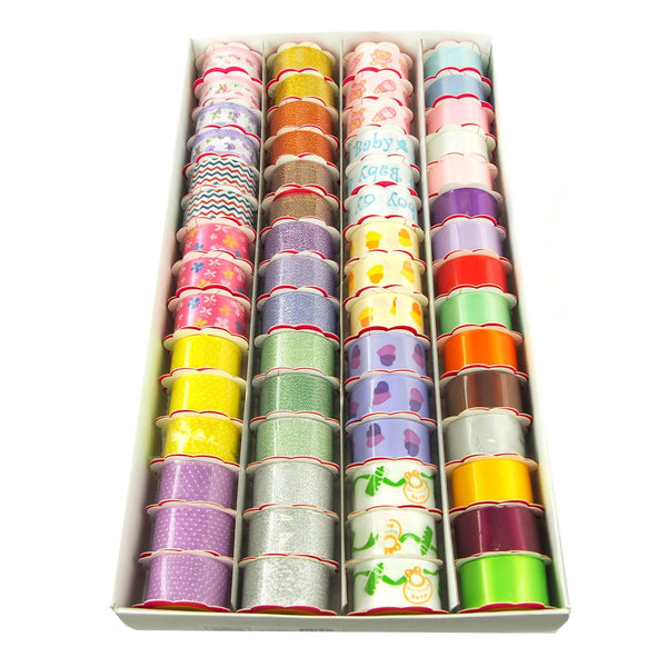 Baby Shower Ribbon Lot Assortment, 7/8-inch, 2-yard, 60 Rolls