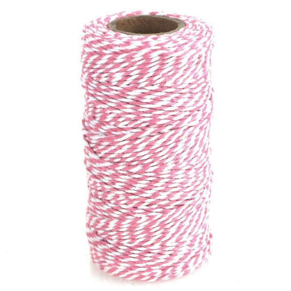 Cotton Bakers Twine Ribbon, 10 Ply, 100 Yards, Pink