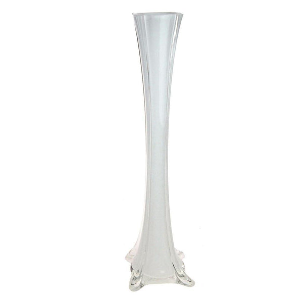 Tall Eiffel Tower Glass Vase Centerpiece, 20-Inch, 12-Count, White