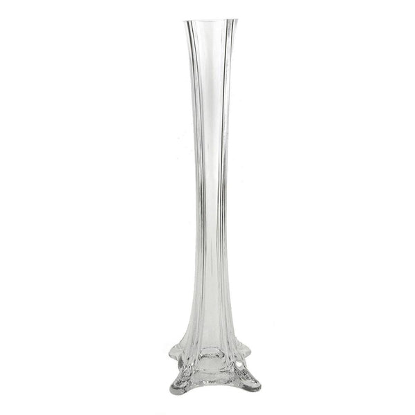 Tall Eiffel Tower Glass Vase Centerpiece, 28-Inch, 12-Count, Clear