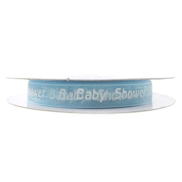 Baby Shower Print Organza Ribbon, 3/8-Inch, 25 Yards, Light Blue