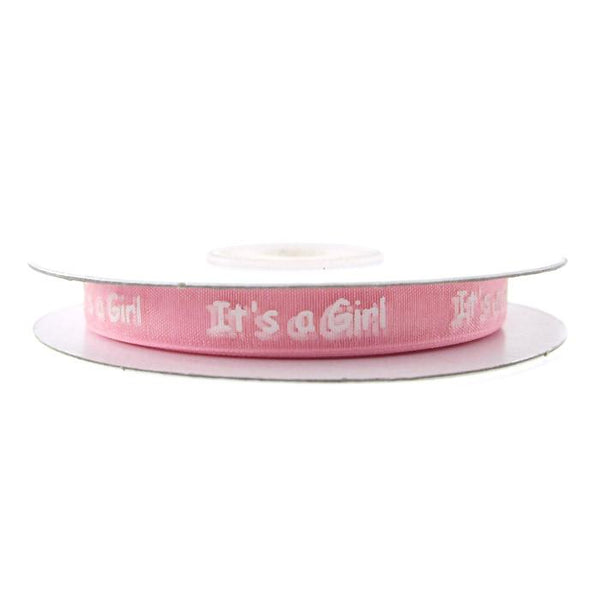 Its A Girl Organza Ribbon, 3/8-inch, 25-yard, Pink