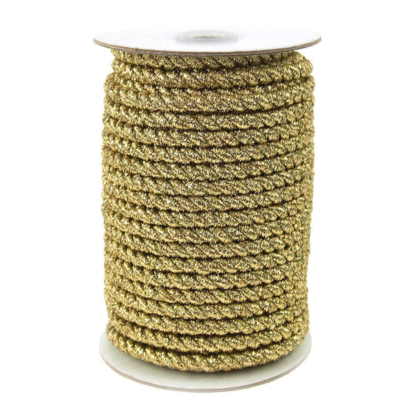 Twisted Cord Rope 2 Ply, 6mm, 25-yard, Gold Trim, Gold