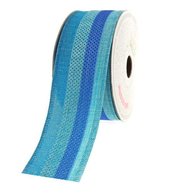 Ocean Stripes Canvas Ribbon, 1-1/2-Inch, 10-Yard, Blue