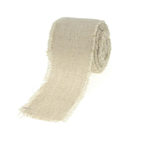 Natural Linen Ribbon Fringe Edge, 2-Inch, 5 Yards