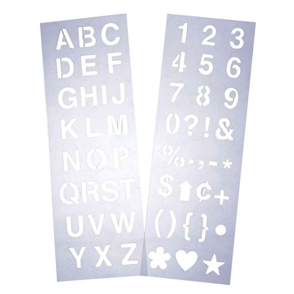 Alphabet Letter & Number Stencil Set, 1-Inch, 2-Sheets