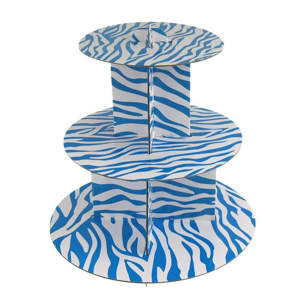 Spiral Zebra Cardboard Cupcakes Holder Stand, 12-Inch, Blue