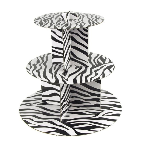 Spiral Zebra Cardboard Cupcakes Holder Stand, 12-Inch, Black