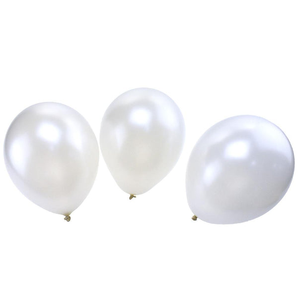 Pearlescent & Metallic Balloons, White, 12-Inch, 10-Count