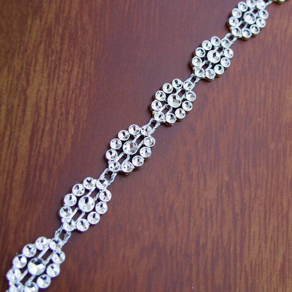 Flower Oval Rhinestone Banding Trim Strand, 16mm, 10-yard
