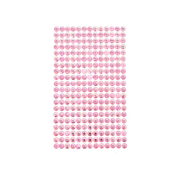 Round Adhesive Diamond Gem Stickers, Pink, 6mm