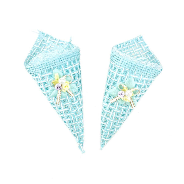 Baby Shower Favor Bag Cone Shape, Blue, 7-Inch, 2-Count