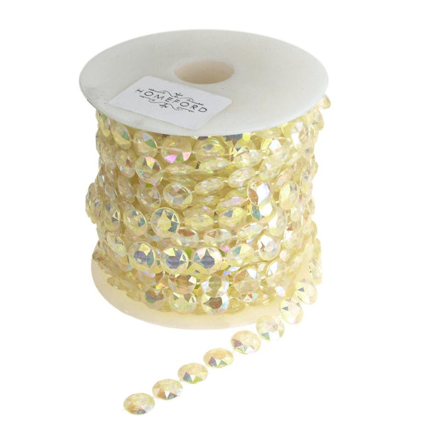 Iridescent Crystal Beads Strand Ribbon, 1/2-Inch, 15-Yard, Ivory