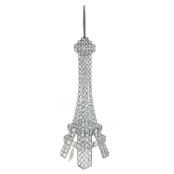 Crystal Gemstone Eiffel Tower Paris France Souvenir Centerpiece, 27-Inch, Silver