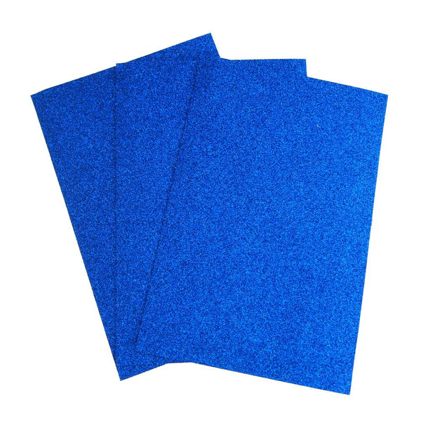 Self-Adhesive Glitter EVA Foam Sheet, 8-Inch x 12-Inch, 3-Count, Royal Blue