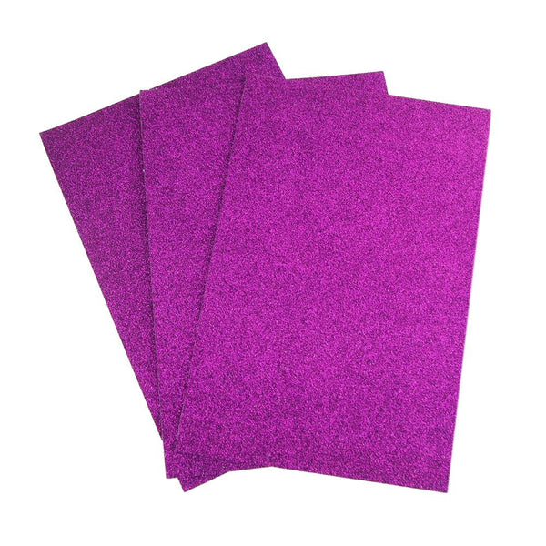 Self-Adhesive Glitter EVA Foam Sheet, 8-Inch x 12-Inch, 3-Piece, Purple