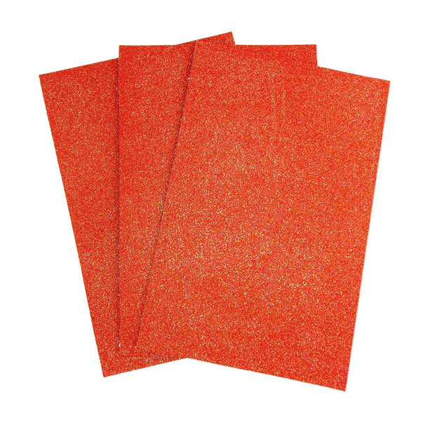 Self-Adhesive Glitter EVA Foam Sheet, 8-Inch x 12-Inch, 3-Count, Coral
