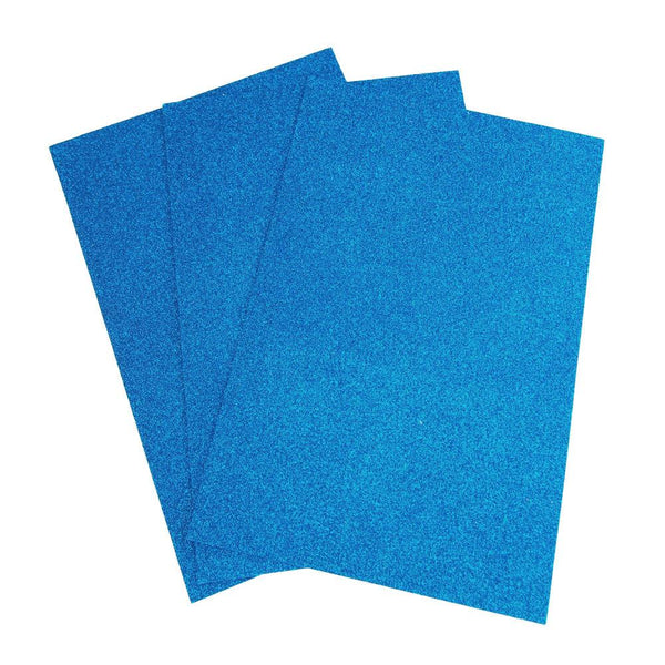 Self-Adhesive Glitter EVA Foam Sheet, 8-Inch x 12-Inch, 3-Count, Light Blue