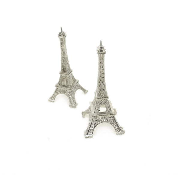 Paris France Eiffel Tower Stand, Silver, 3-1/4-Inch, 4-Count