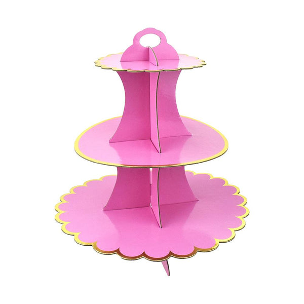 3-Tier Cardboard Cupcake Stand, Pink, 13-Inch