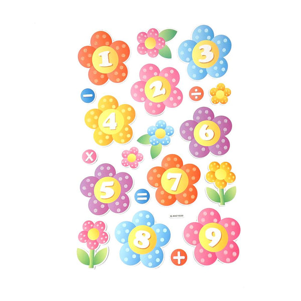 Flower Power Numeral Kid's Room Wall Art Stickers, 20-Piece