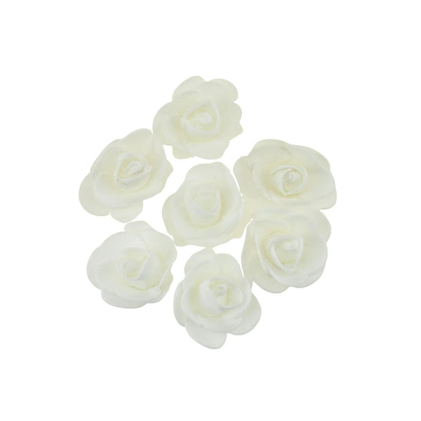 Soft Touch Roses Flower Head Embellishment, 1-1/2-Inch, 25-Count, White