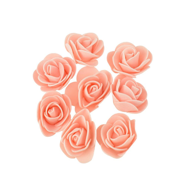 Soft Touch Roses Flower Head Embellishment, 1-1/2-Inch, 25-Count, Peach