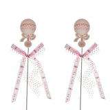 Baby Shower Baby Rattle Pick With Bow, 10-1/4-Inch, 2-Count