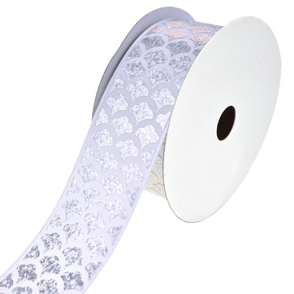 Mermaid Scales Laser Printed Ribbon, 2-1/2-Inch, 10-Yard, White