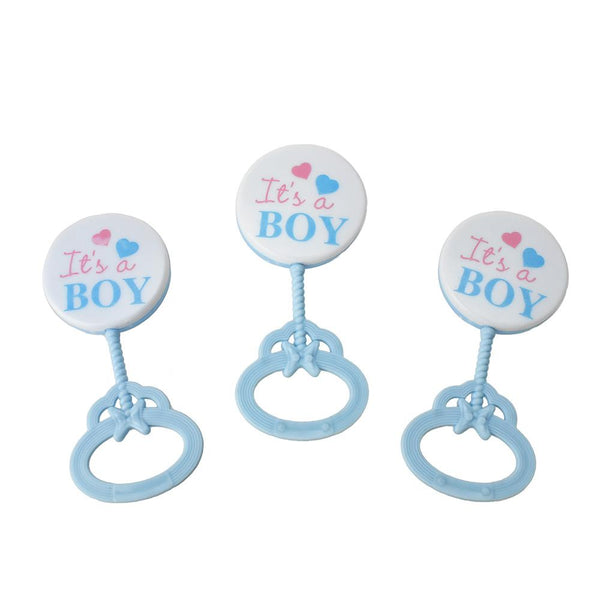 Baby Shower Baby Rattle Party Favors, 3-1/2-Inch, 3-Count, Blue