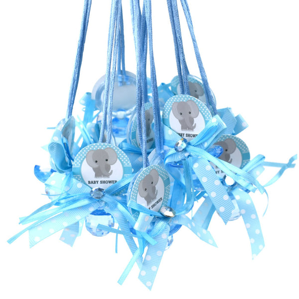 Baby Pacifier "Don't Say Baby" Elephant Favor Necklace, Blue, 24-Count