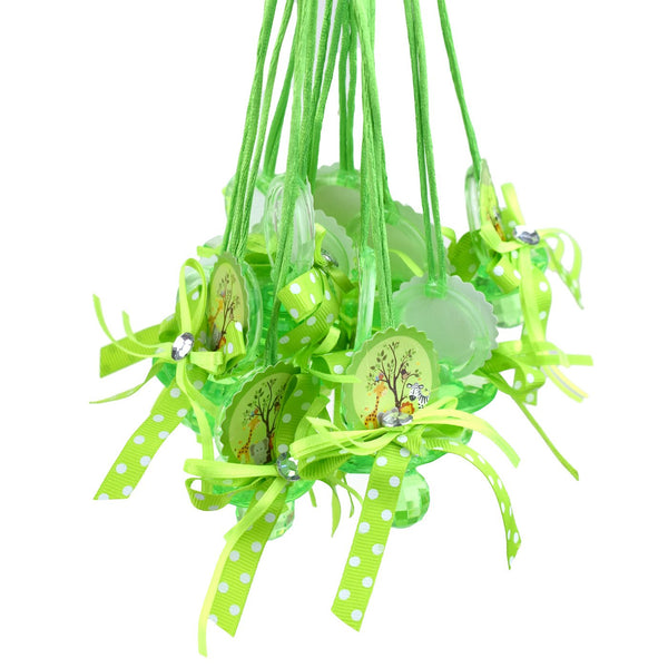 Baby Pacifier "Don't Say Baby" Safari Favor Necklace, Apple Green, 24-Count
