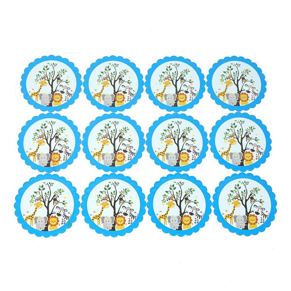 Baby Safari Seal Paper Stickers, Blue, 2-1/2-Inch, 12-Count