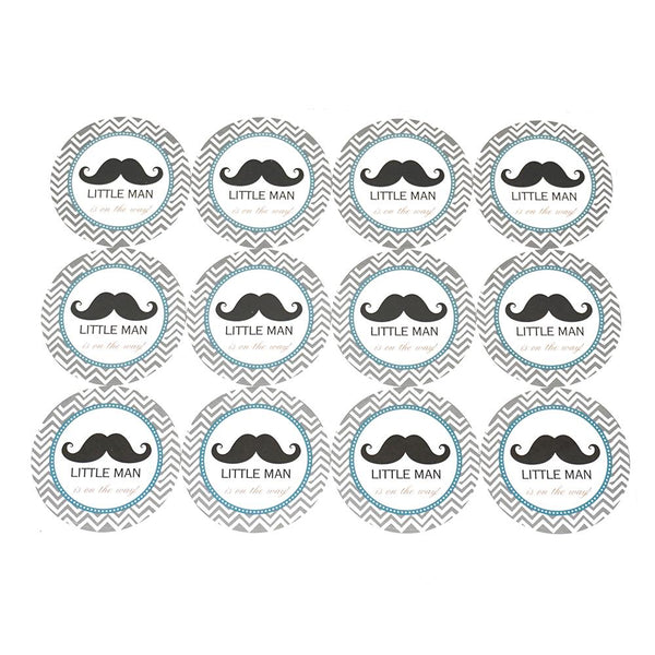 Baby Boy Mustache Seal Paper Stickers, 2-1/2-Inch, 12-Count
