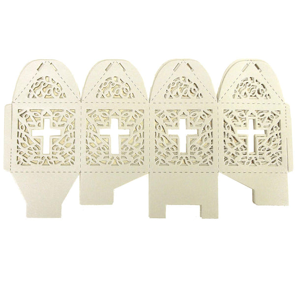 Laser Cut Favor Boxes, Cross, 2-Inch, 12-Piece, Ivory