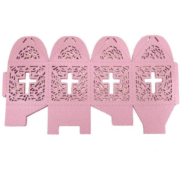 Laser Cut Favor Boxes, Cross, 2-Inch, 12-Piece, Pink