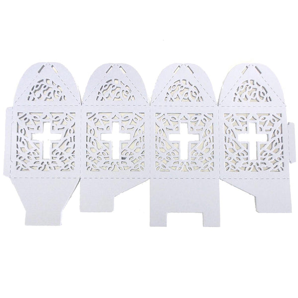 Laser Cut Favor Boxes, Cross, 2-Inch, 12-Piece, White