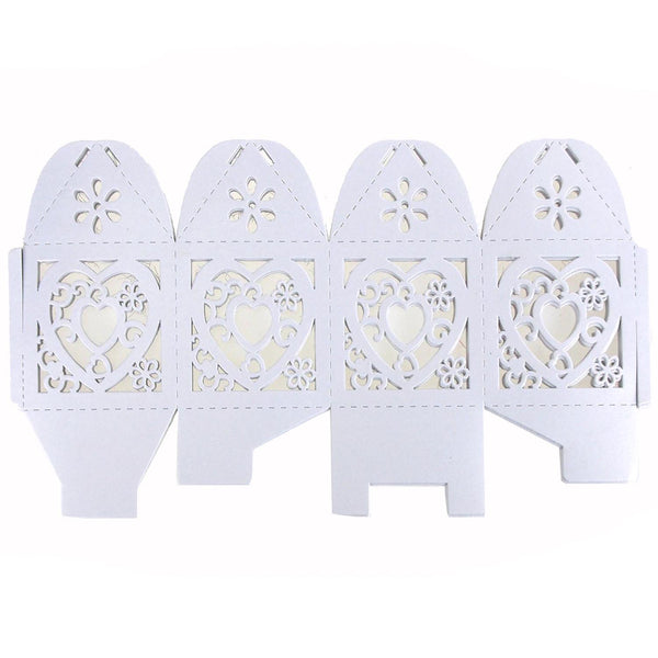 Laser Cut Favor Boxes, Fancy Heart, 2-Inch, 12-Piece, White