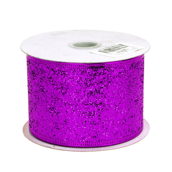 Glitter Christmas Ribbon Wired Edge, 2-1/2-inch, 10-yard, Purple