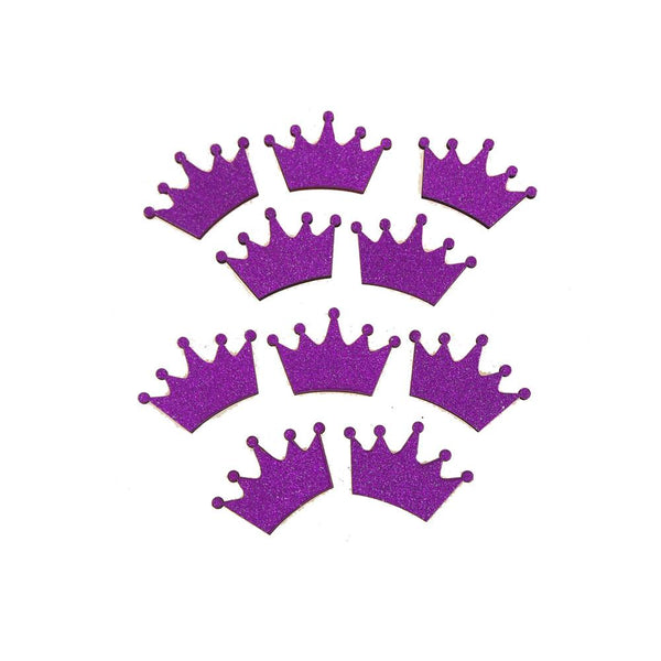 Royal Crown Glitter Wood Favors, 1-1/2-Inch, Purple, 10-Piece