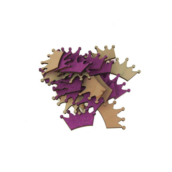 Royal Crown Glitter Wood Favors, 1-1/2-Inch, Purple, 25-Piece