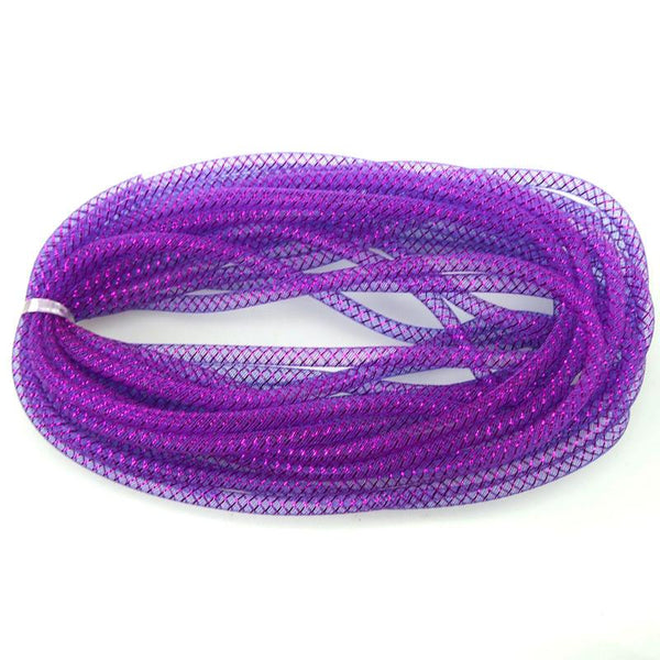 Solid Mesh Tubing Deco Flex Ribbon, 8mm, 10 Yards, Purple