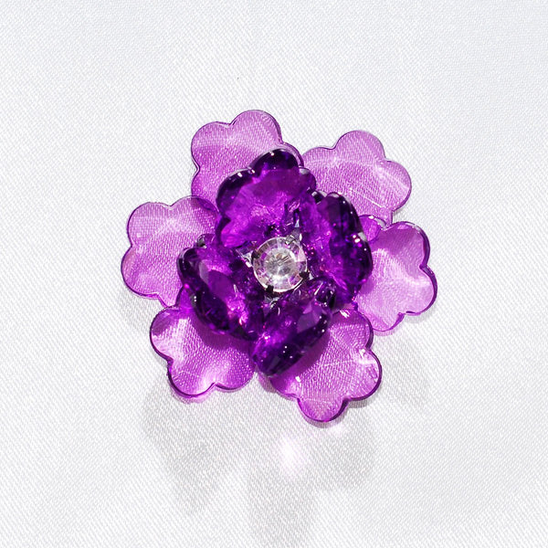 Flower Lotus Crystal, Shredded Edge, 1-3/4-inch, 6-Piece, Purple