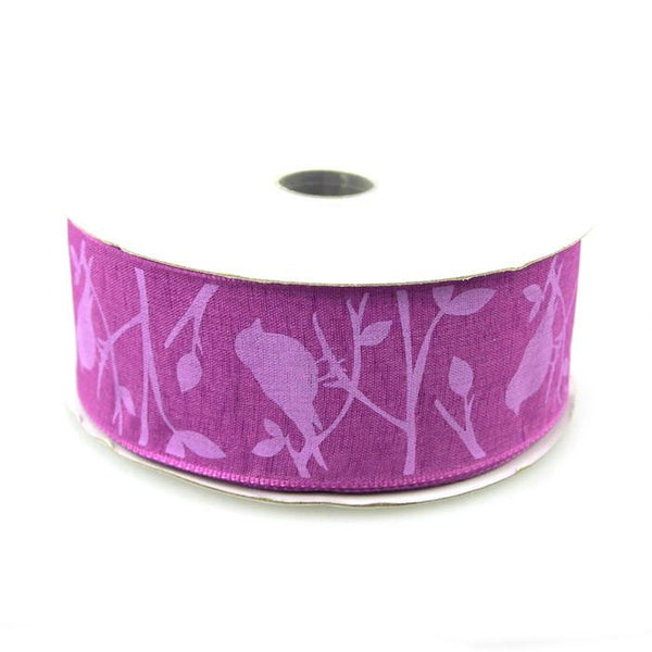 Birds Poly Ribbon Wired Edge, 1-1/2-Inch, 10 Yards, Purple
