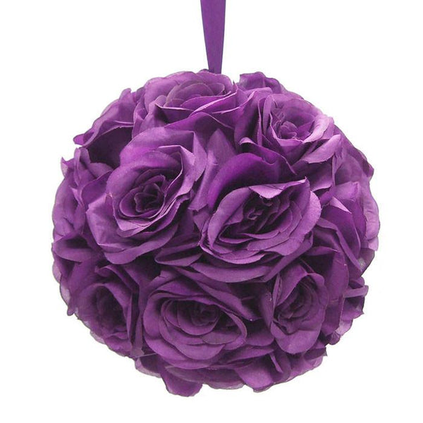 Silk Flower Kissing Balls Wedding Centerpiece, 10-inch, Purple