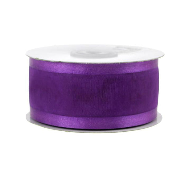 Satin-edge Sheer Organza Ribbon, 1-1/2-inch, 25-yard, Purple