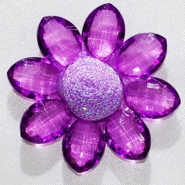Sunflower Acrylic Crystal Flower, 1-3/4-inch, 6-Piece, Purple